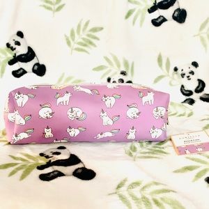 Cute Purple & Rainbow Unicorn Kitty Pencil Bag